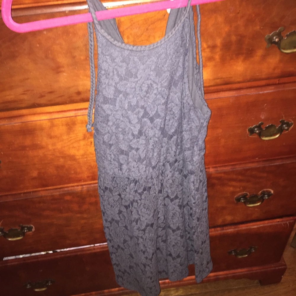 Grey lace dress with tie back